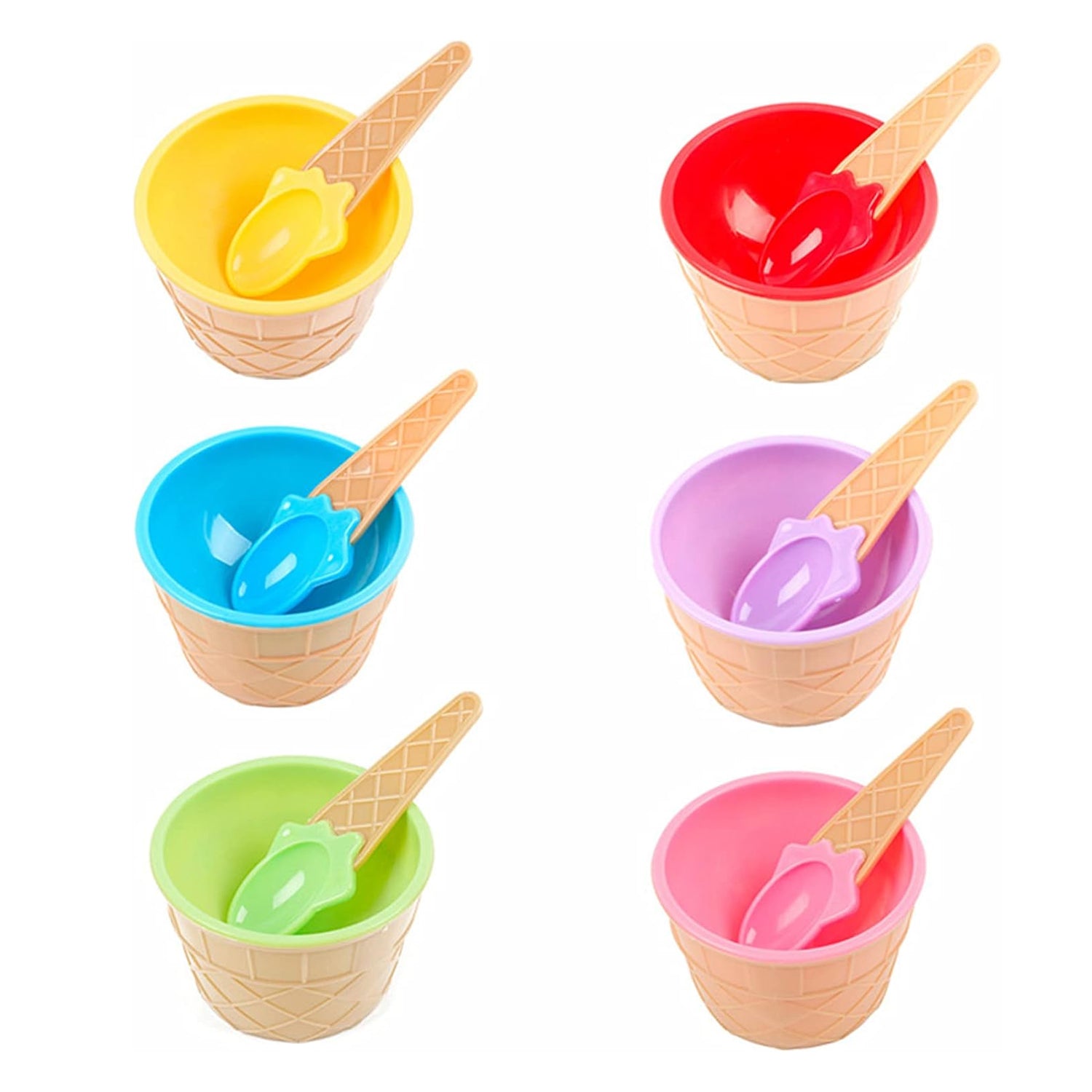 Premium Ice Cream Waffle Spoon Bowl Set (6-Piece , Color Box) Premium Ice Cream Waffle Spoon Bowl Set (6-Piece , Color Box)